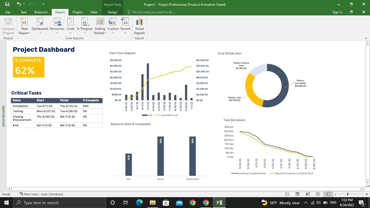 MS Project Dashboard